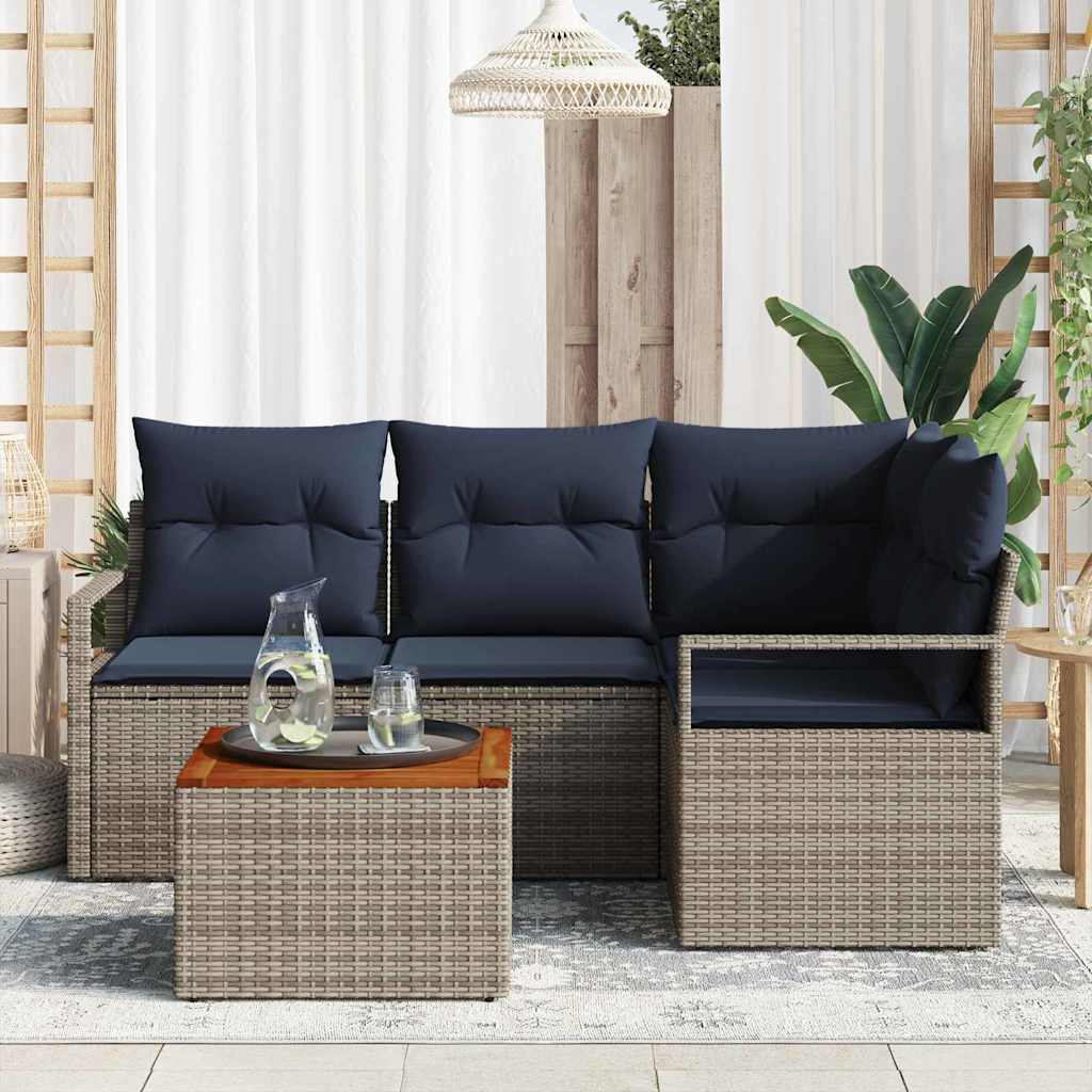 Havesofa Sæt 5 stk. Grå polyrattan