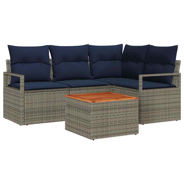 Havesofa Sæt 5 stk. Grå polyrattan