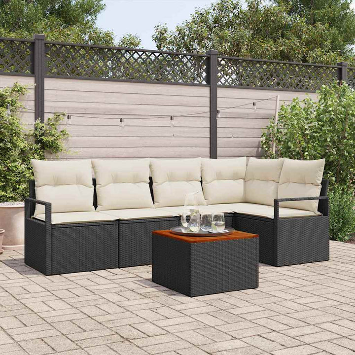 Havesofa Sæt 6 stk. Sort polyrattan
