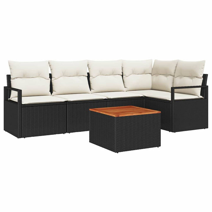 Havesofa Sæt 6 stk. Sort polyrattan