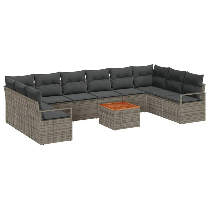 Havesofa Sæt med pude 11 pcs Grå polyrattan