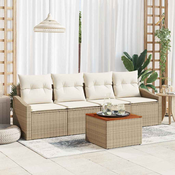 Havesofa Sæt 5 stk. Beige polyrattan