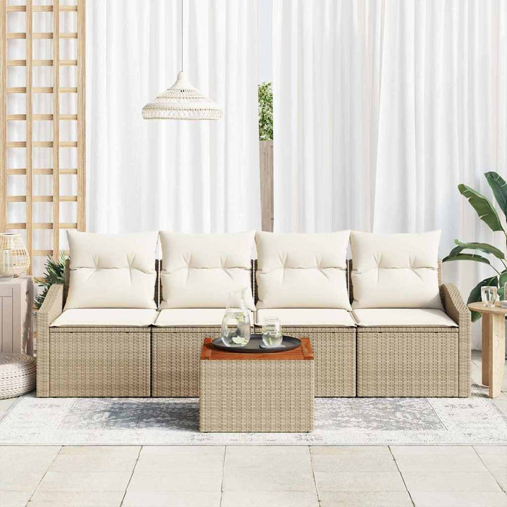 Havesofa Sæt 5 stk. Beige polyrattan