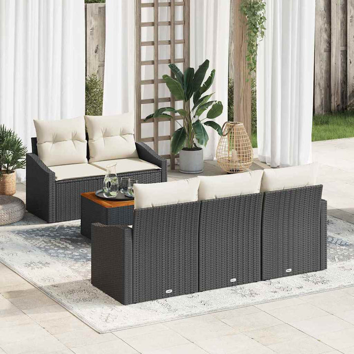 Havesofa Sæt 6 stk. Sort polyrattan