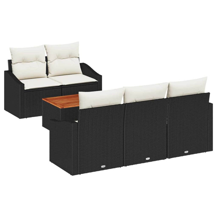 Havesofa Sæt 6 stk. Sort polyrattan
