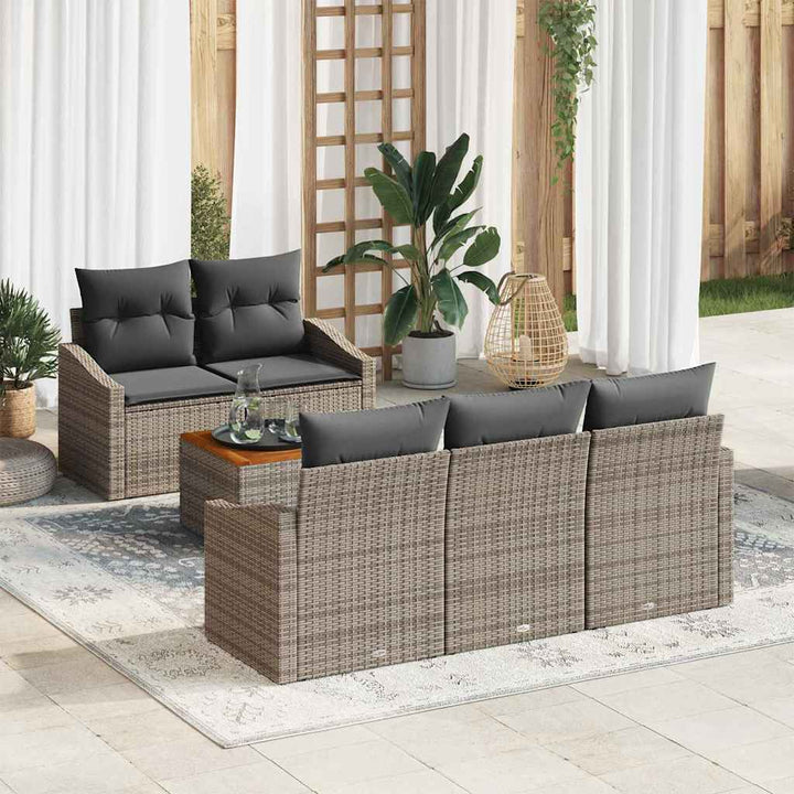 Havesofa Sæt 6 stk. Grå polyrattan