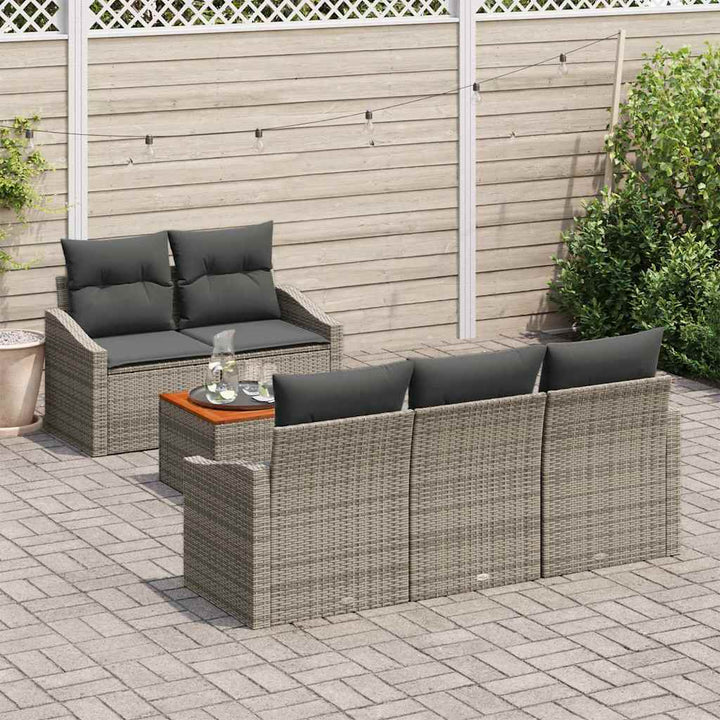 Havesofa Sæt 6 stk. Grå polyrattan