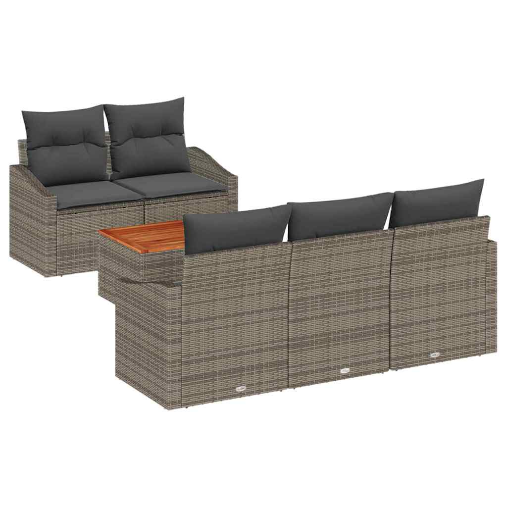 Havesofa Sæt 6 stk. Grå polyrattan