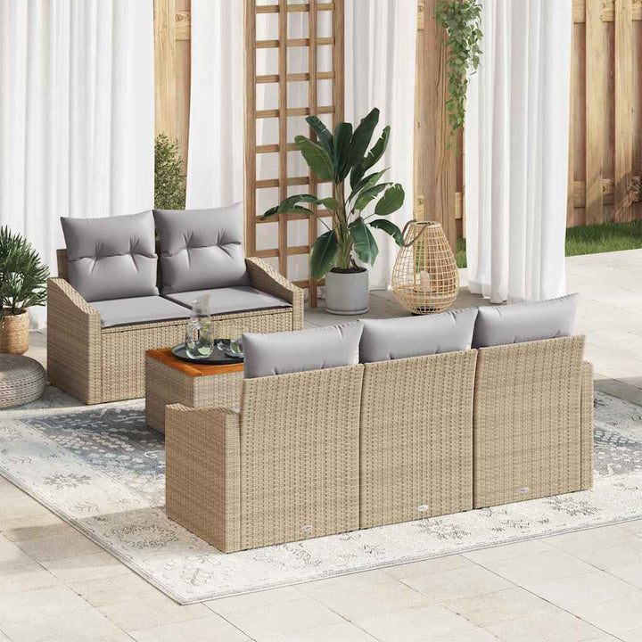 Havesofa Sæt 6 stk. Beige polyrattan