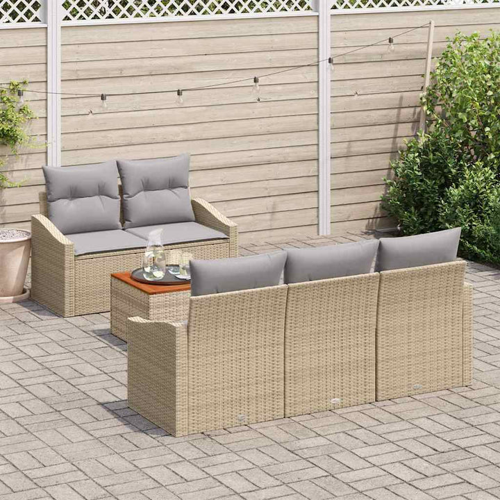 Havesofa Sæt 6 stk. Beige polyrattan