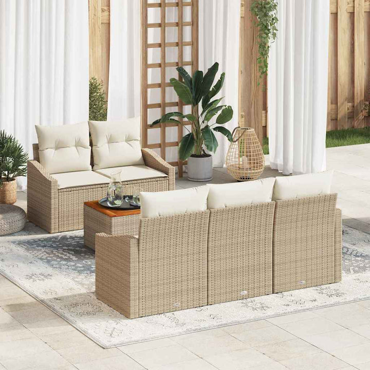 Havesofa Sæt 6 stk. Beige polyrattan