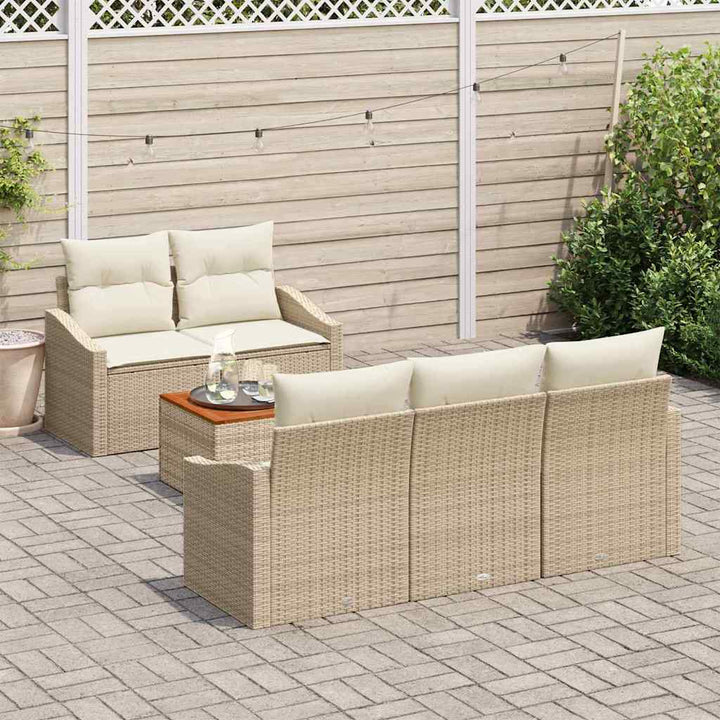 Havesofa Sæt 6 stk. Beige polyrattan