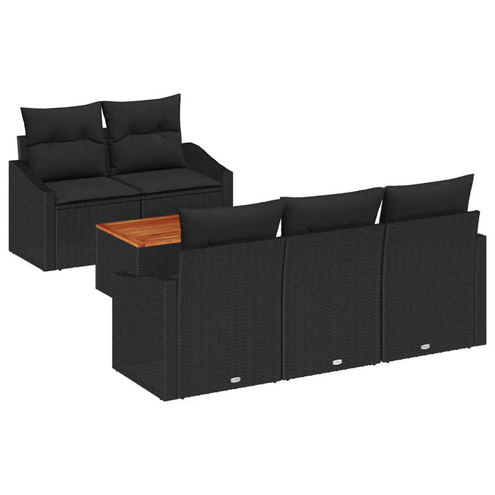 Havesofa Sæt 6 stk. Sort polyrattan