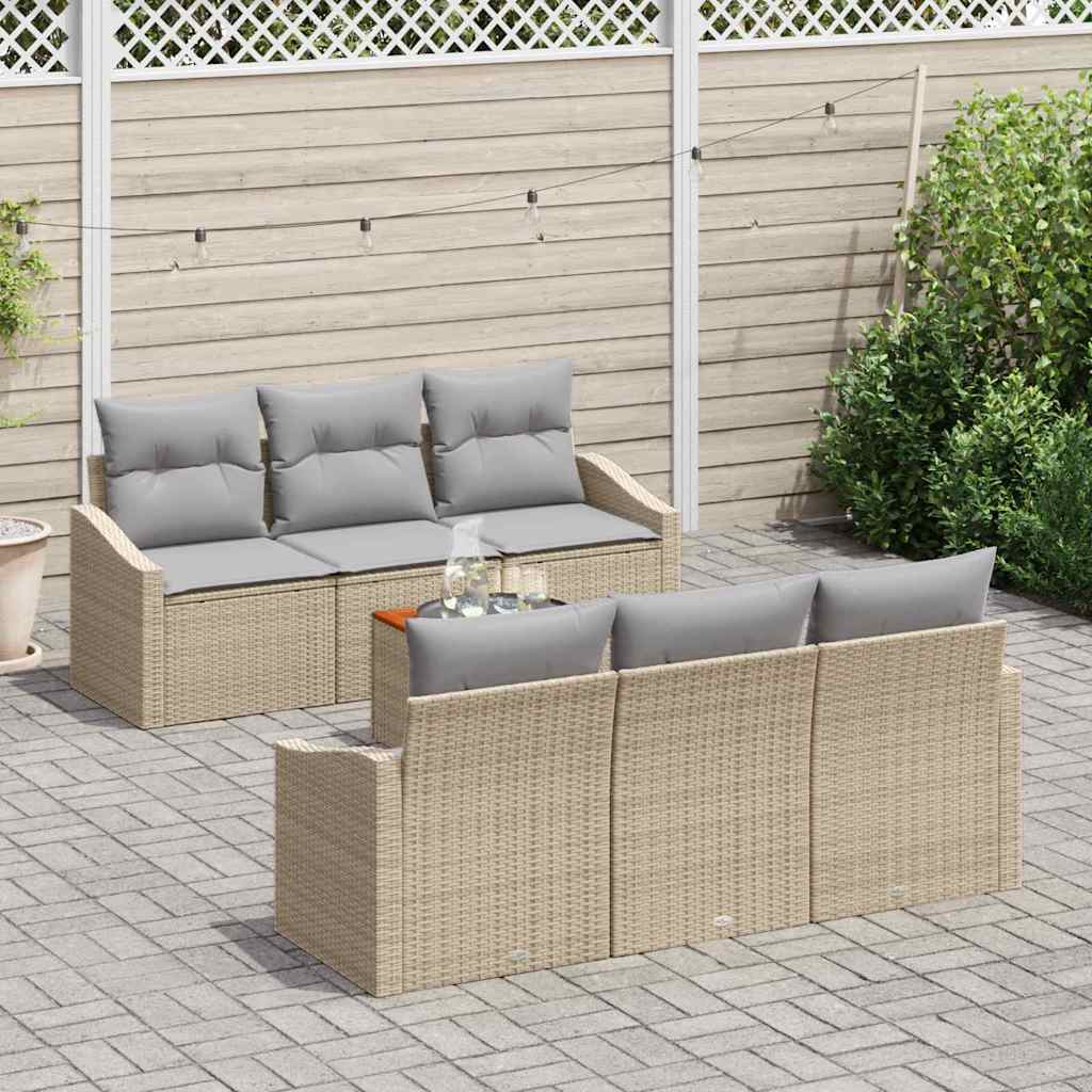 Havesofa Sæt 7 stk. Beige polyrattan