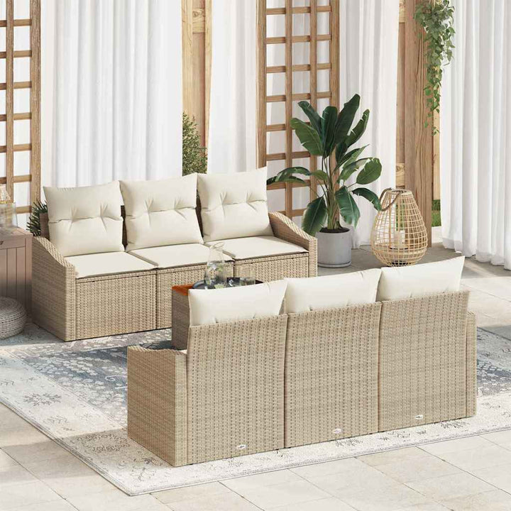 Havesofa Sæt 7 stk. Beige polyrattan