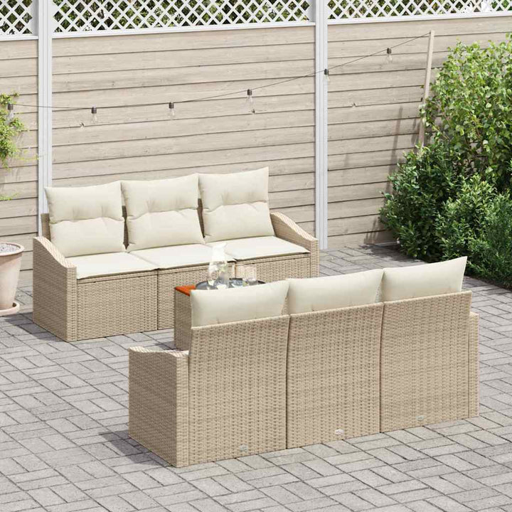 Havesofa Sæt 7 stk. Beige polyrattan