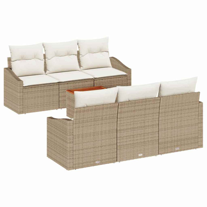 Havesofa Sæt 7 stk. Beige polyrattan