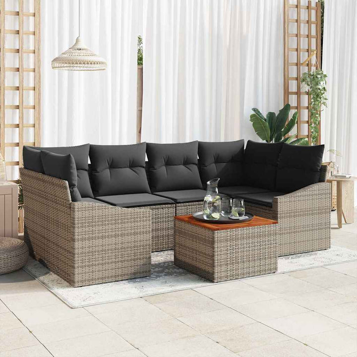 Havesofa Sæt 7 stk. Grå polyrattan