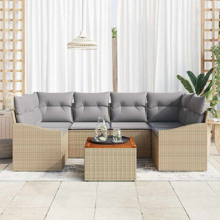 Havesofa Sæt 7 stk. Beige polyrattan