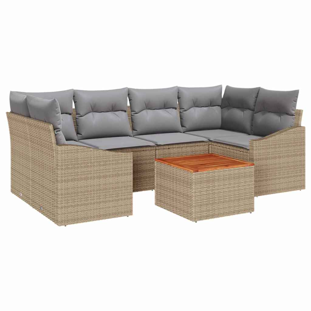 Havesofa Sæt 7 stk. Beige polyrattan