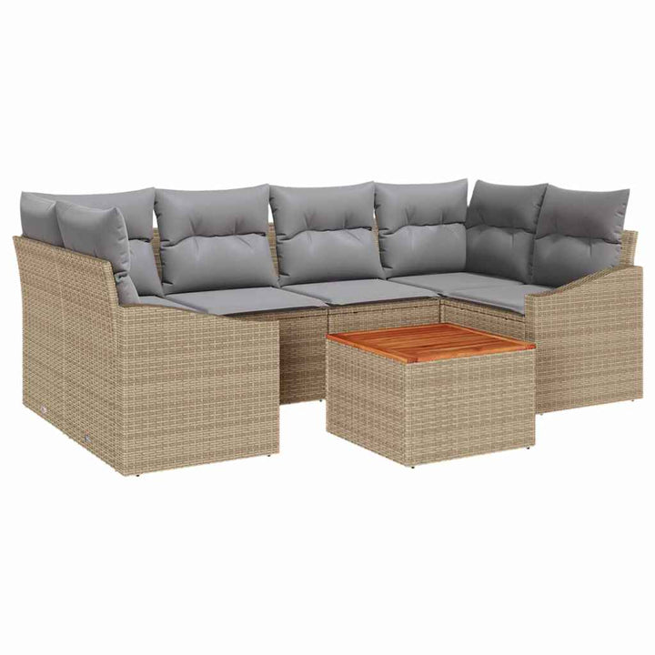 Havesofa Sæt 7 stk. Beige polyrattan