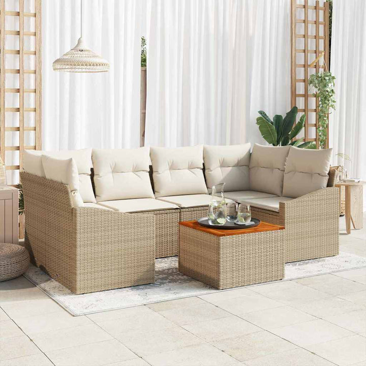 Havesofa Sæt 7 stk. Beige polyrattan