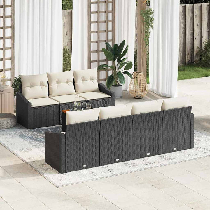 Havesofa Sæt 8 stk. Sort polyrattan