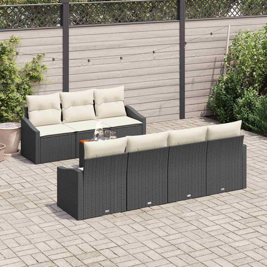 Havesofa Sæt 8 stk. Sort polyrattan