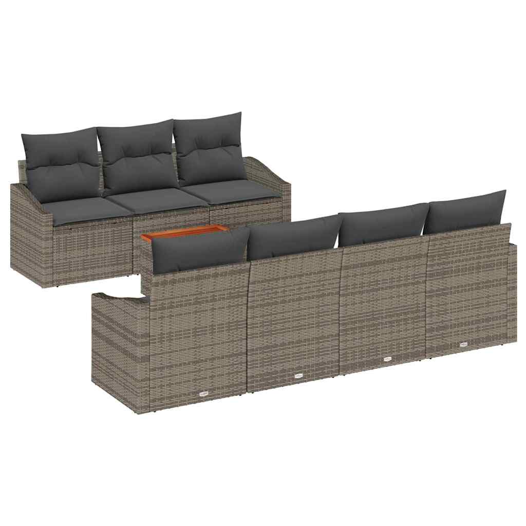 Havesofa Sæt 8 stk. Grå polyrattan