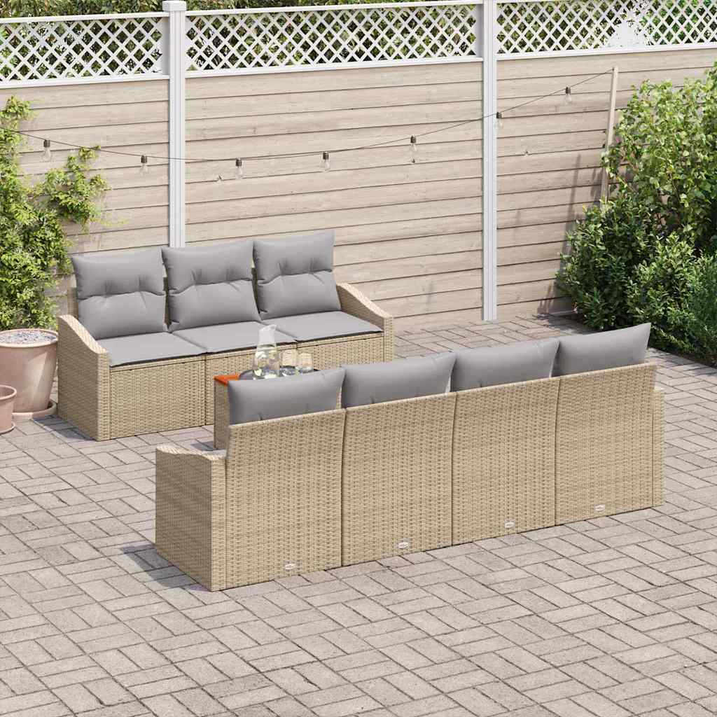 Havesofa Sæt 8 stk. Beige polyrattan