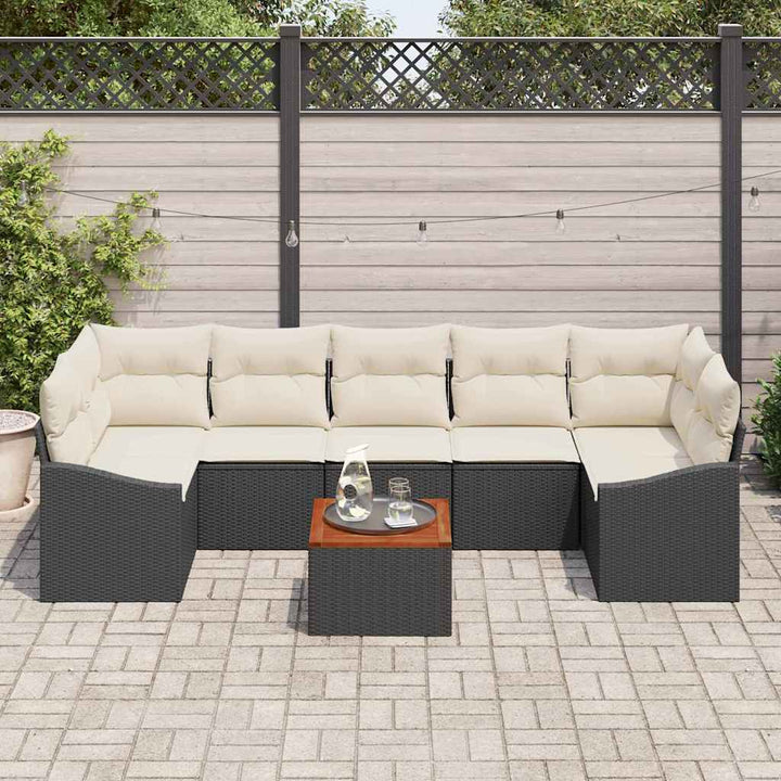Havesofa Sæt 8 stk. Sort polyrattan