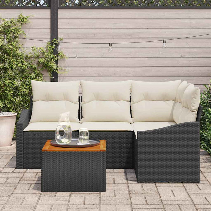 Havesofa Sæt 5 stk. Sort polyrattan