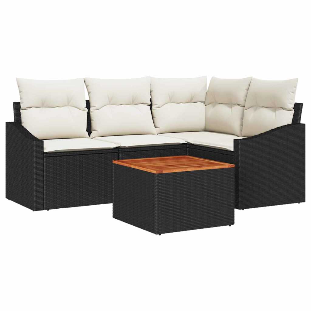 Havesofa Sæt 5 stk. Sort polyrattan