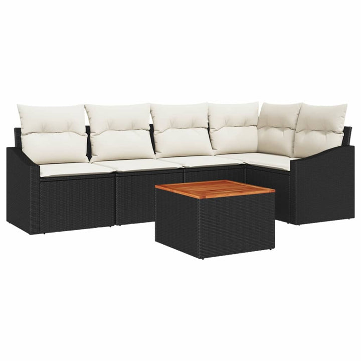 Havesofa Sæt 6 stk. Sort polyrattan