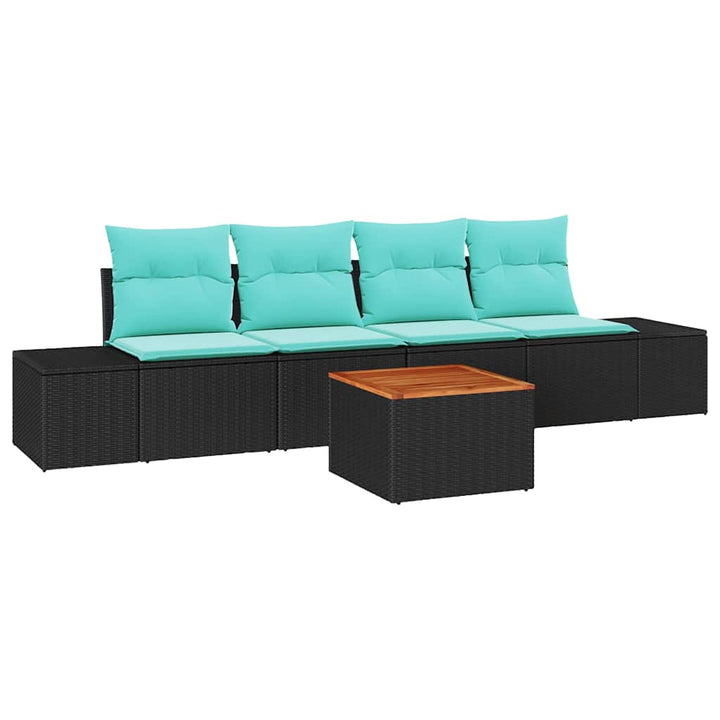 Havesofa Sæt 5 stk. Sort polyrattan