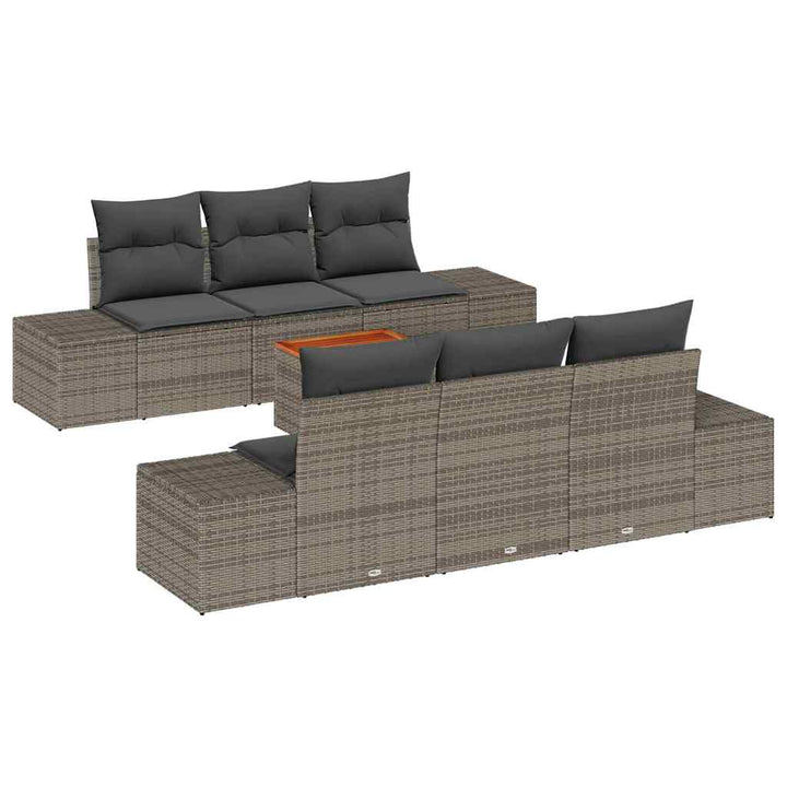 Havesofa Sæt med pude 7 pcs Grå polyrattan