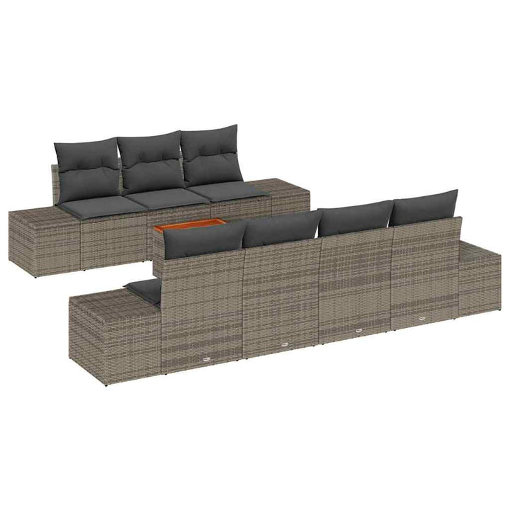 Havesofa Sæt med pude 8 pcs Grå polyrattan