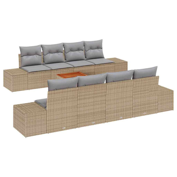 Havesofa Sæt med pude 9 pcs Beige polyrattan