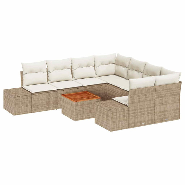 Havesofa Sæt med pude 9 pcs Beige polyrattan