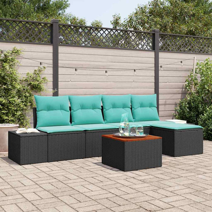 Havesofa Sæt 6 stk. Sort polyrattan