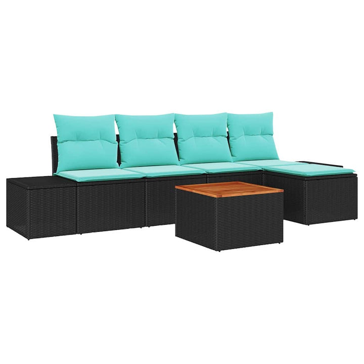Havesofa Sæt 6 stk. Sort polyrattan