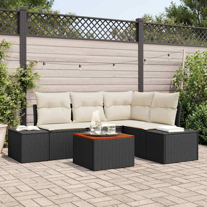 Havesofa Sæt 5 stk. Sort polyrattan