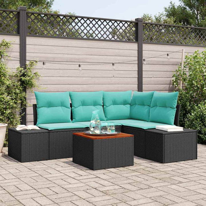 Havesofa Sæt 5 stk. Sort polyrattan