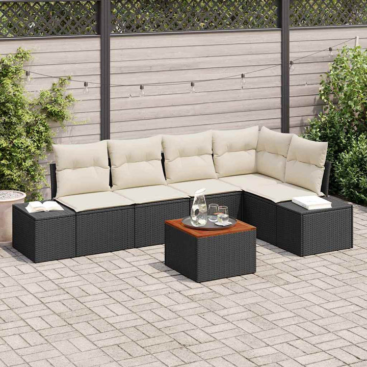 Havesofa Sæt 6 stk. Sort polyrattan