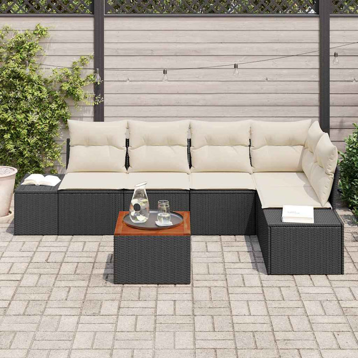 Havesofa Sæt 6 stk. Sort polyrattan