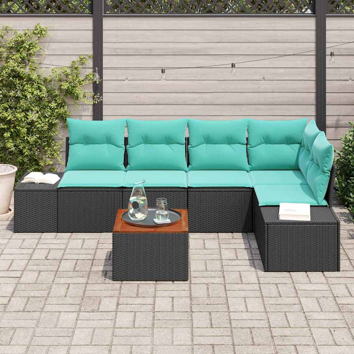 Havesofa Sæt 6 stk. Sort polyrattan