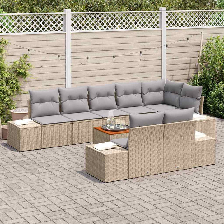 Havesofa Sæt med pude 9 pcs Beige polyrattan
