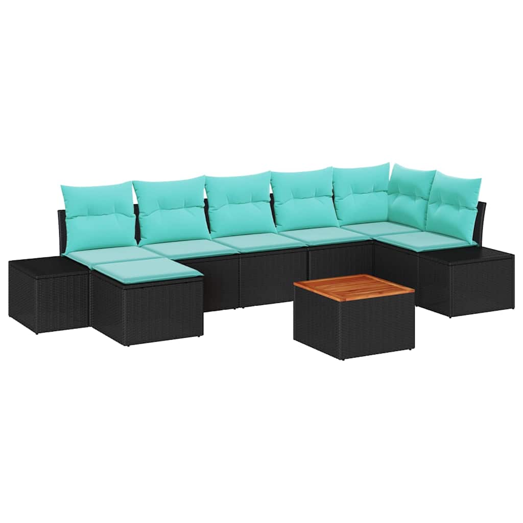 Havesofa Sæt 8 stk. Sort polyrattan