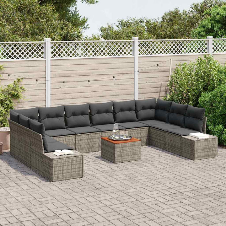 Havesofa Sæt med pude 11 pcs Grå polyrattan