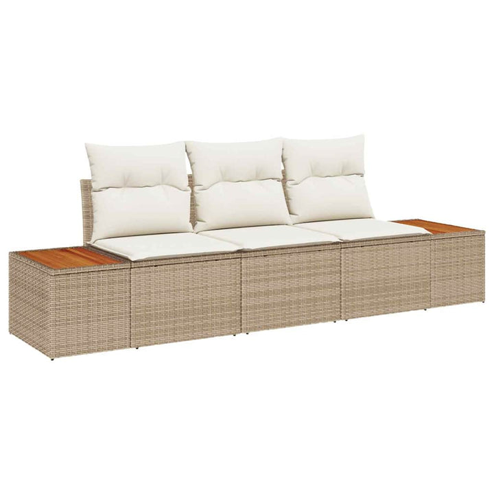 Havesofa Sæt med pude 3 pcs Beige polyrattan